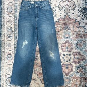 Pilcro Blue Distressed Wide Leg Jeans